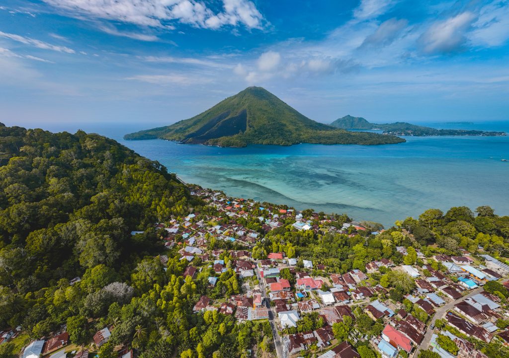 Aerial View of Lonthoir Village in Banda Islands Central Maluku