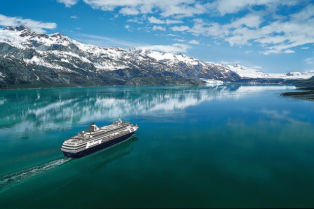 Holland america cruise ship sailing in Alaska